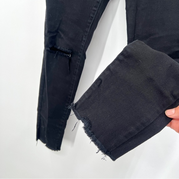 O2 DENIM Woman's Black High Rise Distressed Hem Skinny Jeans Size 28 - Picture 4 of 11